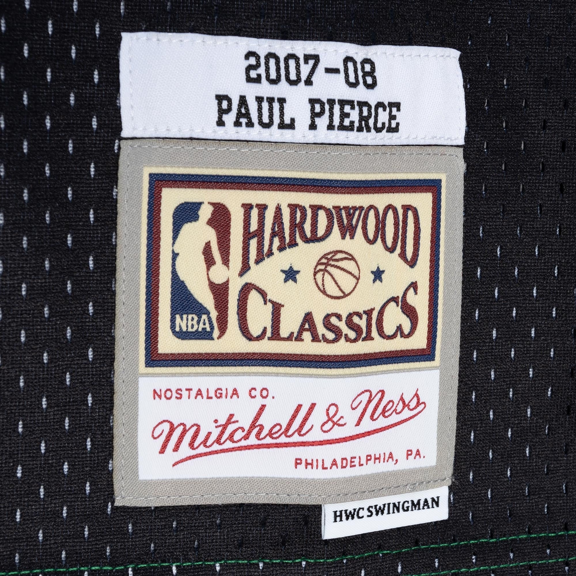 Men's Mitchell & Ness Paul Pierce Black Kelly Green Boston Celtics 2007/08 Split Swingman Jersey