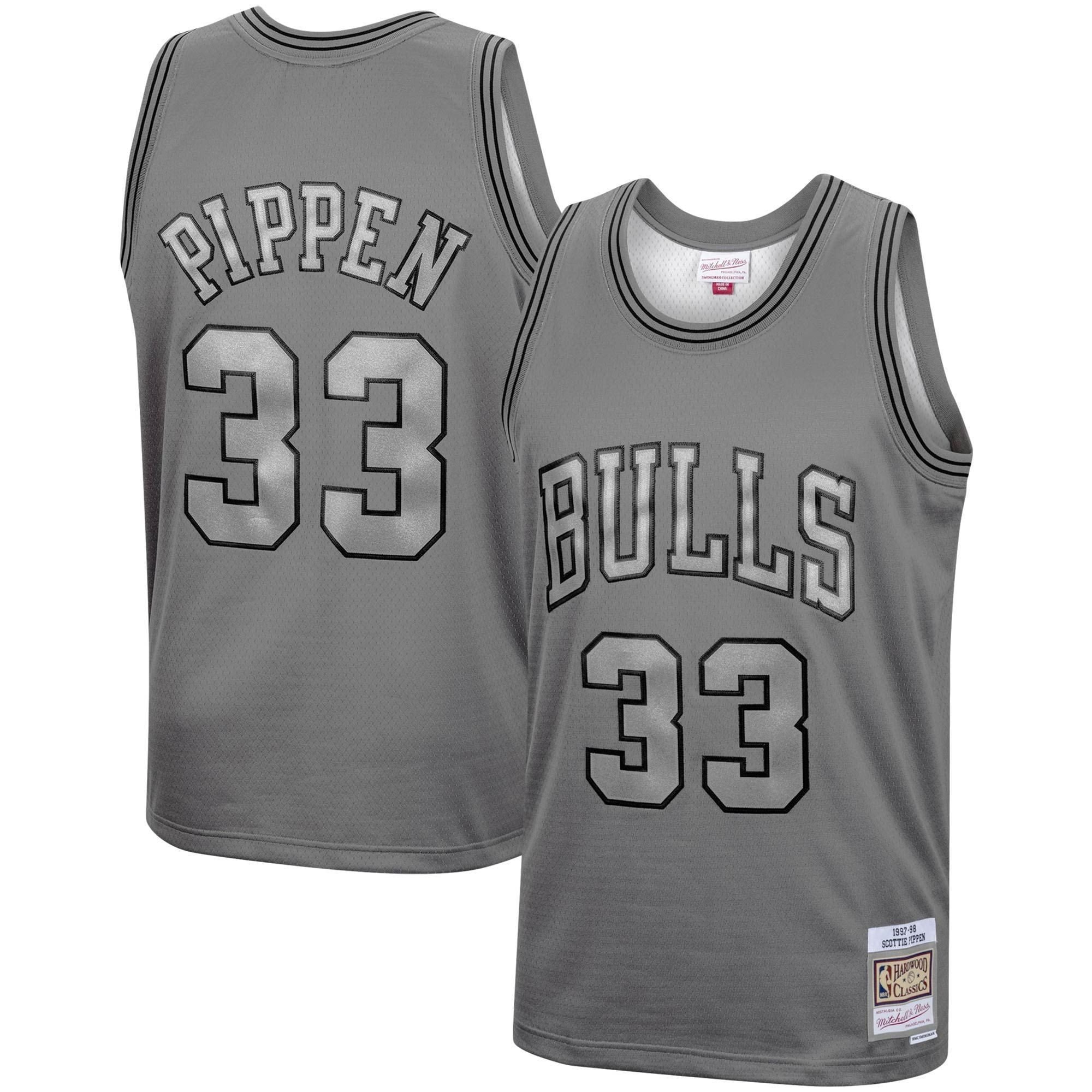 Scottie Pippen Chicago Bulls Mitchell & Ness Hardwood Classics 1997/98 Metal Works Swingman Jersey Charcoal