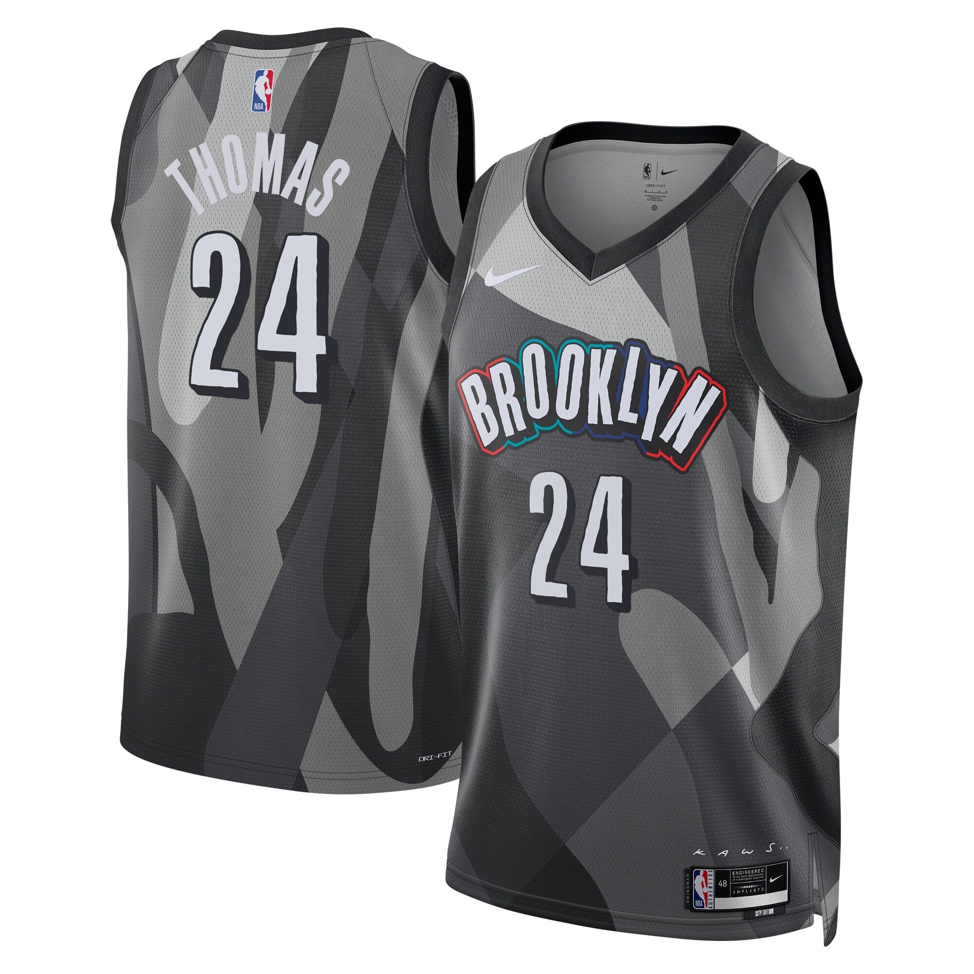 Brooklyn Nets 2024 City Edition Swingman Jersey Cam Thomas Silver Unisex