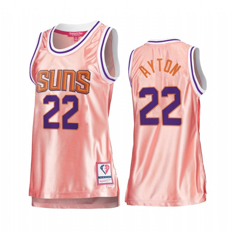 Basketball Team Deandre Ayton 22 Rose Gold Pink 75th Anniversary Women's Jersey