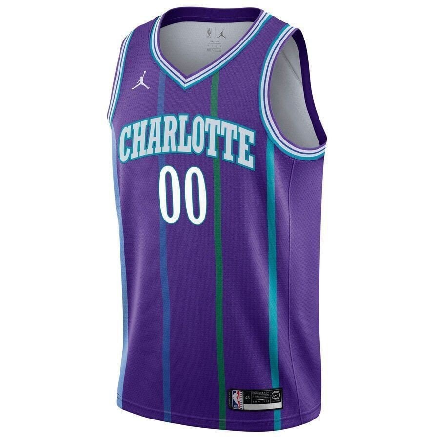 Charlotte Hornets Hardwood Classics Custom Swingman Jersey Purple Unisex