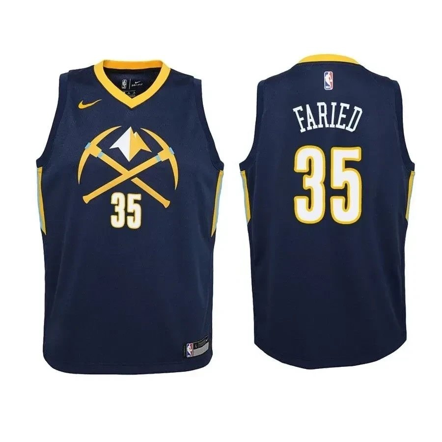 Youth Nuggets Kenneth Faried 35 City Edition Navy Basketball Jersey