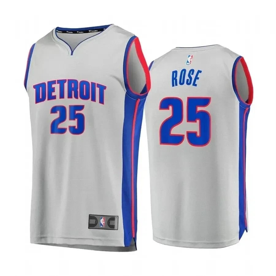Men's Detroit Pistons Derrick Rose Gray State Jersey