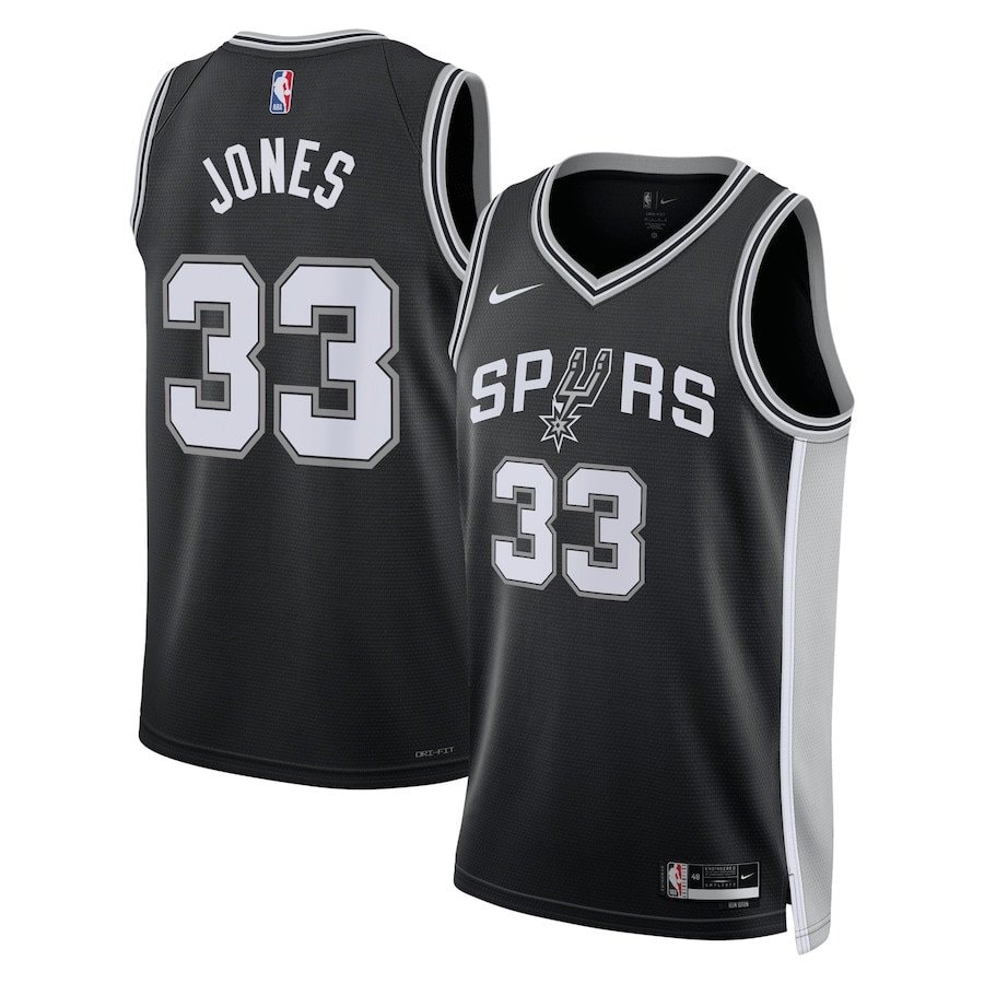 Tre Jones 33 San Antonio Spurs Unisex Swingman Jersey Icon Edition Black