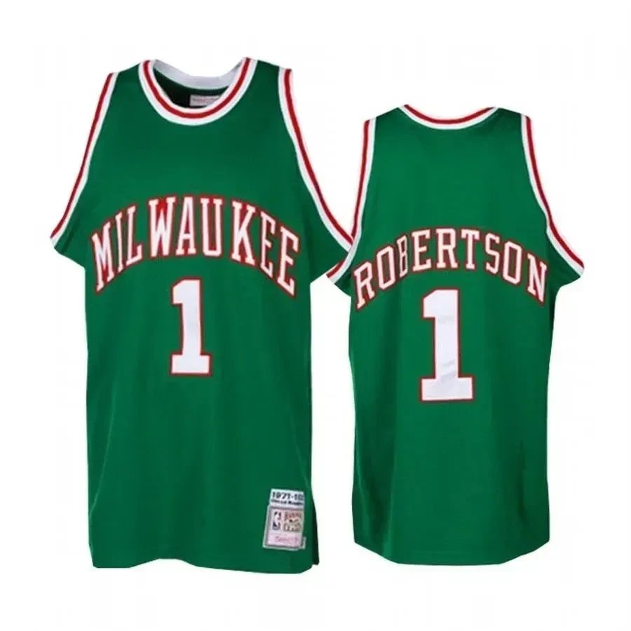 Men's Milwaukee Bucks Oscar Robertson Green Hardwood Classics Jersey