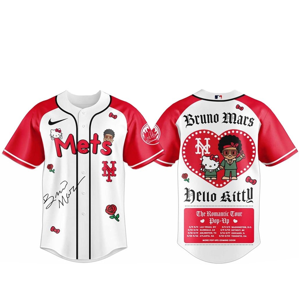 Baseball Team Bruno Mars x Hello Kitty 2026 The Romantic Tour Baseball Jersey