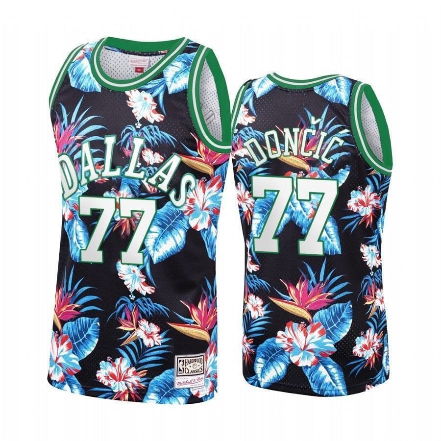 Men's Dallas Mavericks Luka Doncic 77 Floral Fashion Jersey Multicolor