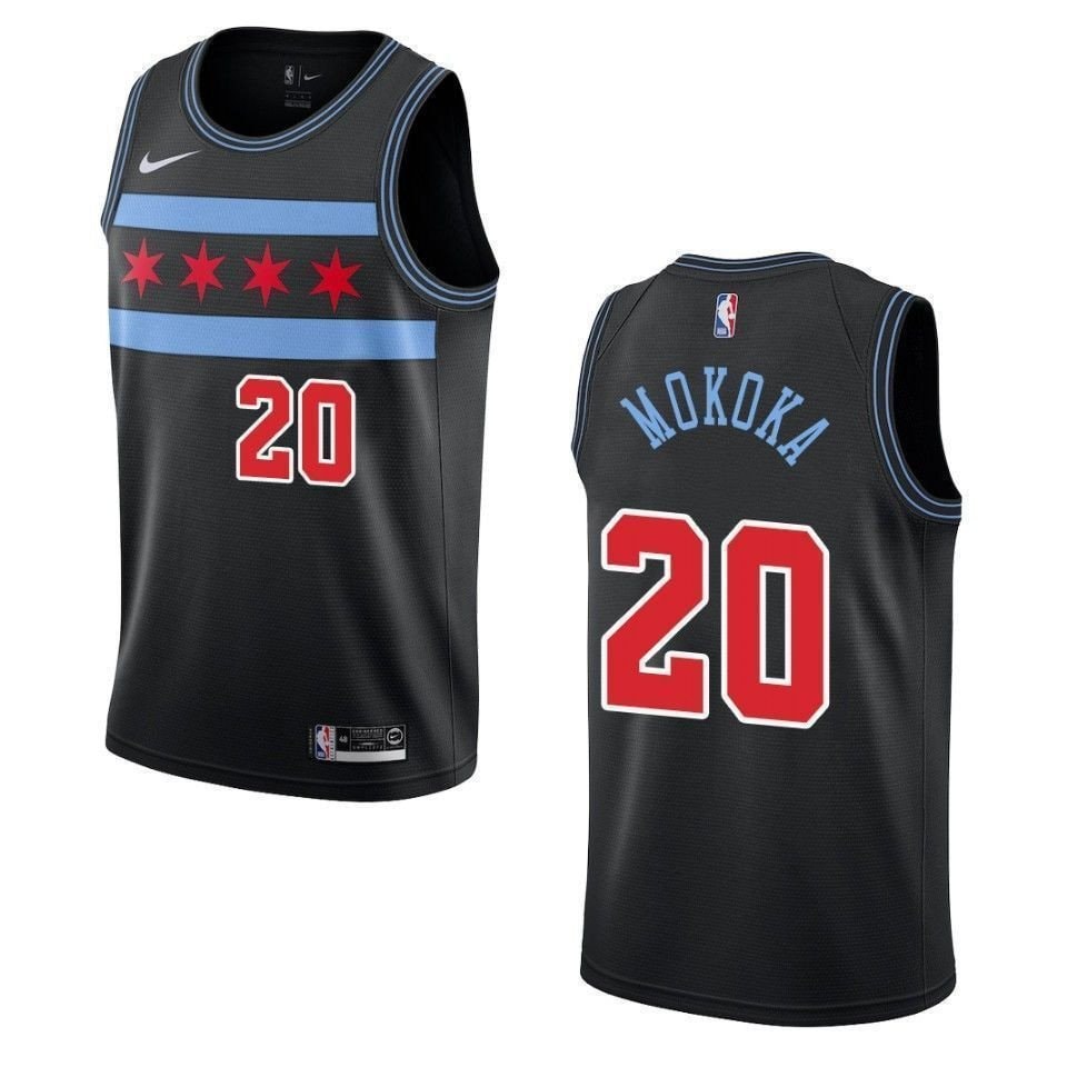 Men's Chicago Bulls Adam Mokoka City Swingman Jersey Black S-3XL