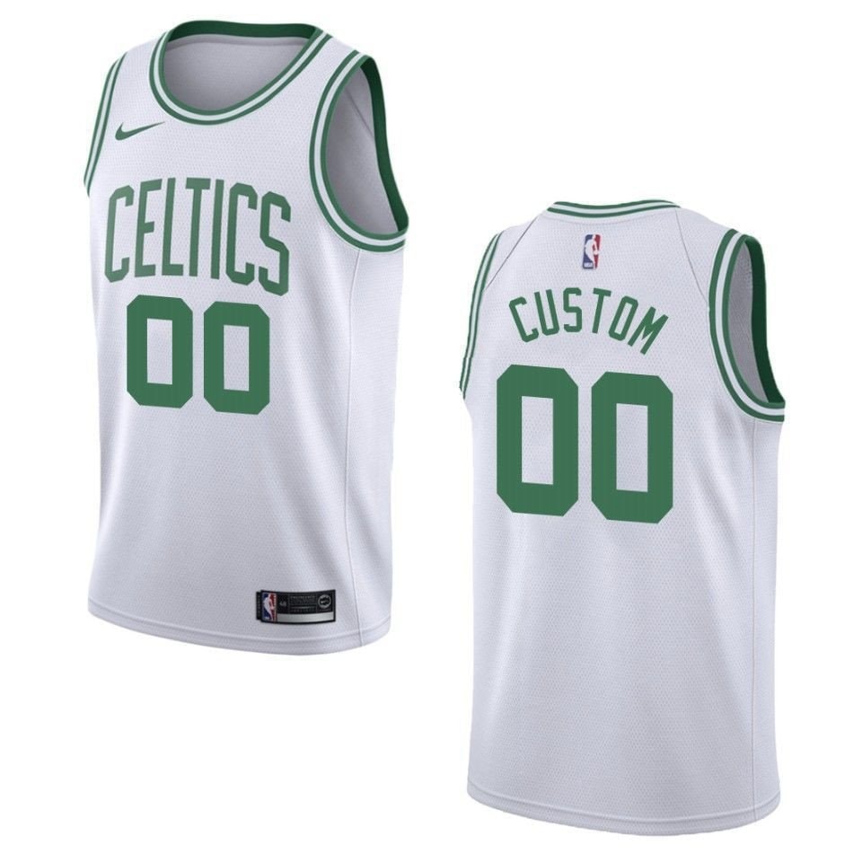 Men's Boston Celtics 00 Custom Association Swingman Jersey White