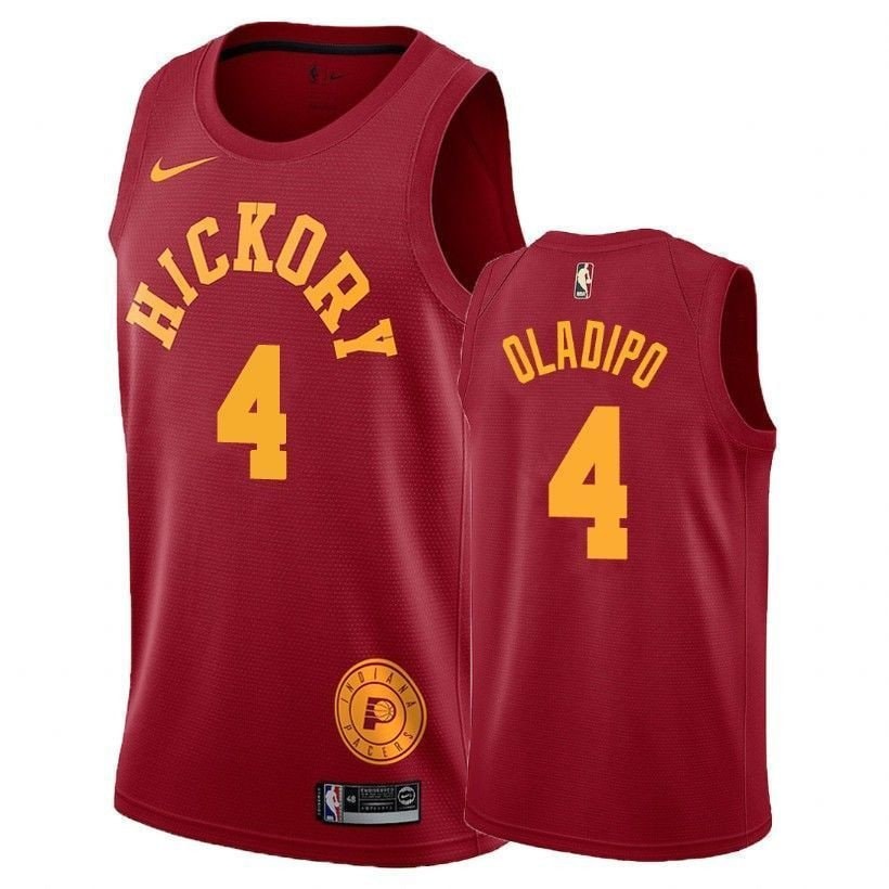 Men's Victor Oladipo 4 Hardwood Classics Red Pacers Jersey