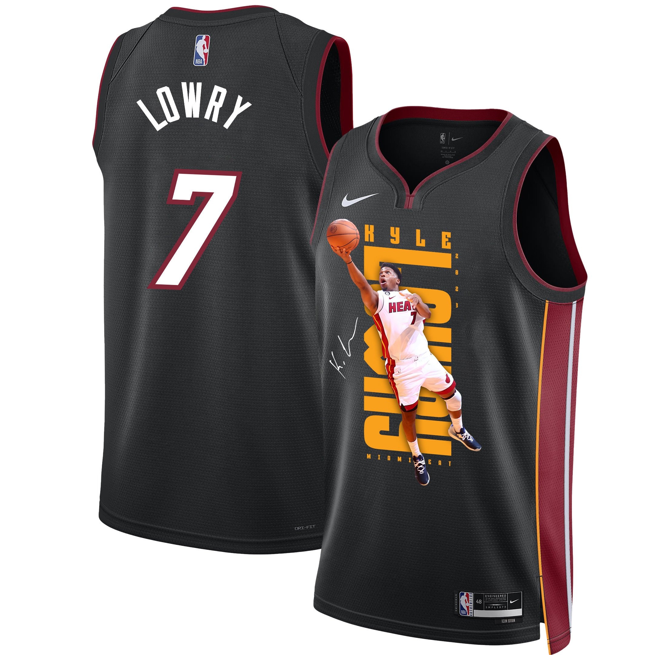 Kyle Lowry 7 Basketball Team Shooting Flair 2023 Basketball Champions Swingman Jersey - Black
