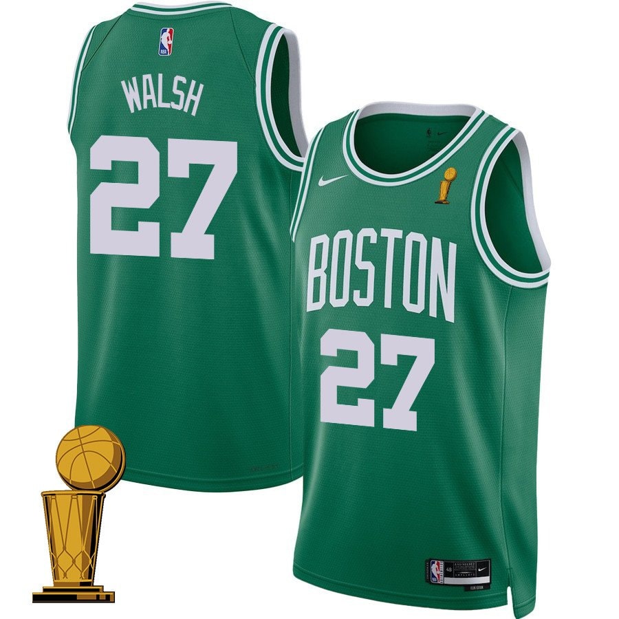 Jordan Walsh 27 Boston Celtics 2024 Finals Champions Jersey Icon Edition Kelly Green