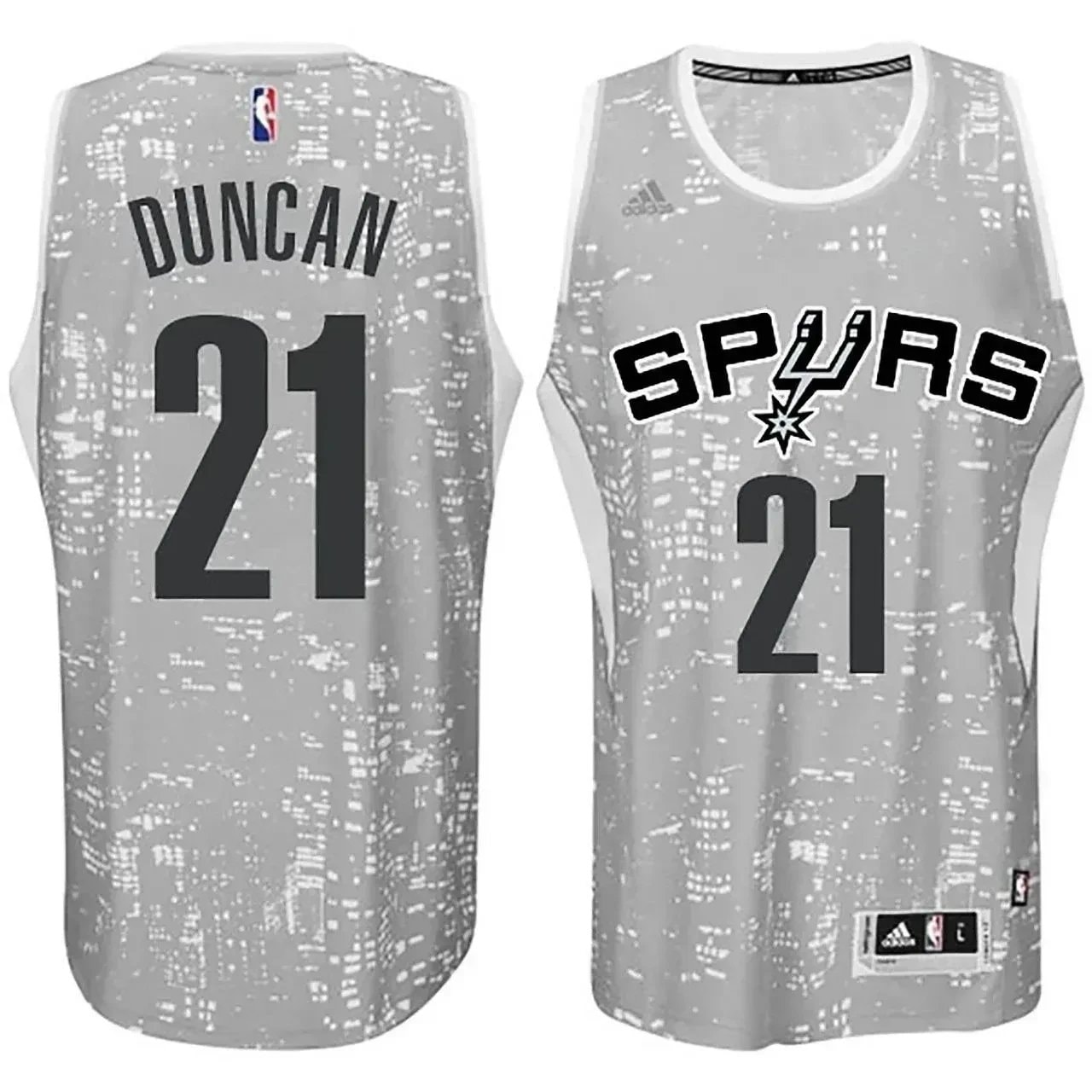 San Antonio Spurs Tim Duncan City Lights Gray Swingman Jersey Mens S-3XL