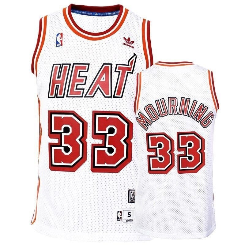 Men's Basketball Team Alonzo Mourning White Hardwood Classics Jersey