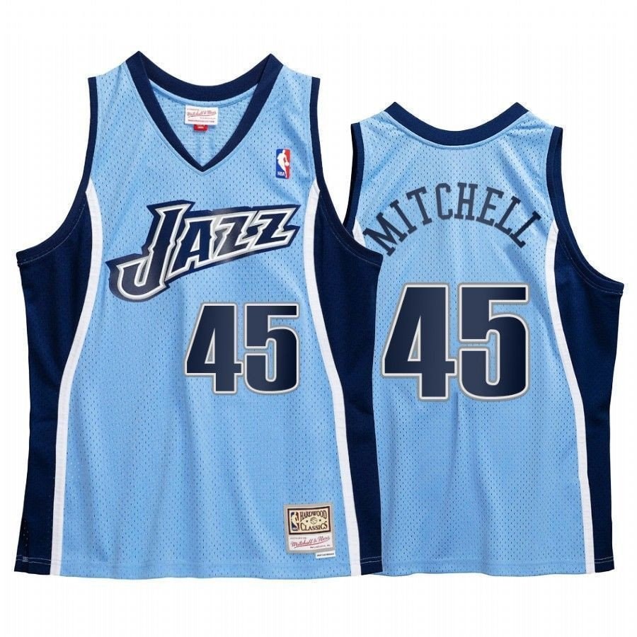 Men's Donovan Mitchell 45 Utah Jazz Blue Hardwood Classics Jersey