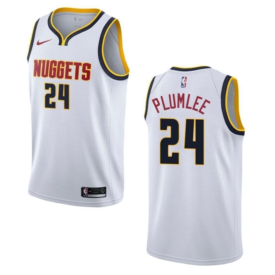 Men's Denver Nuggets Mason Plumlee #24 Association Swingman Jersey White