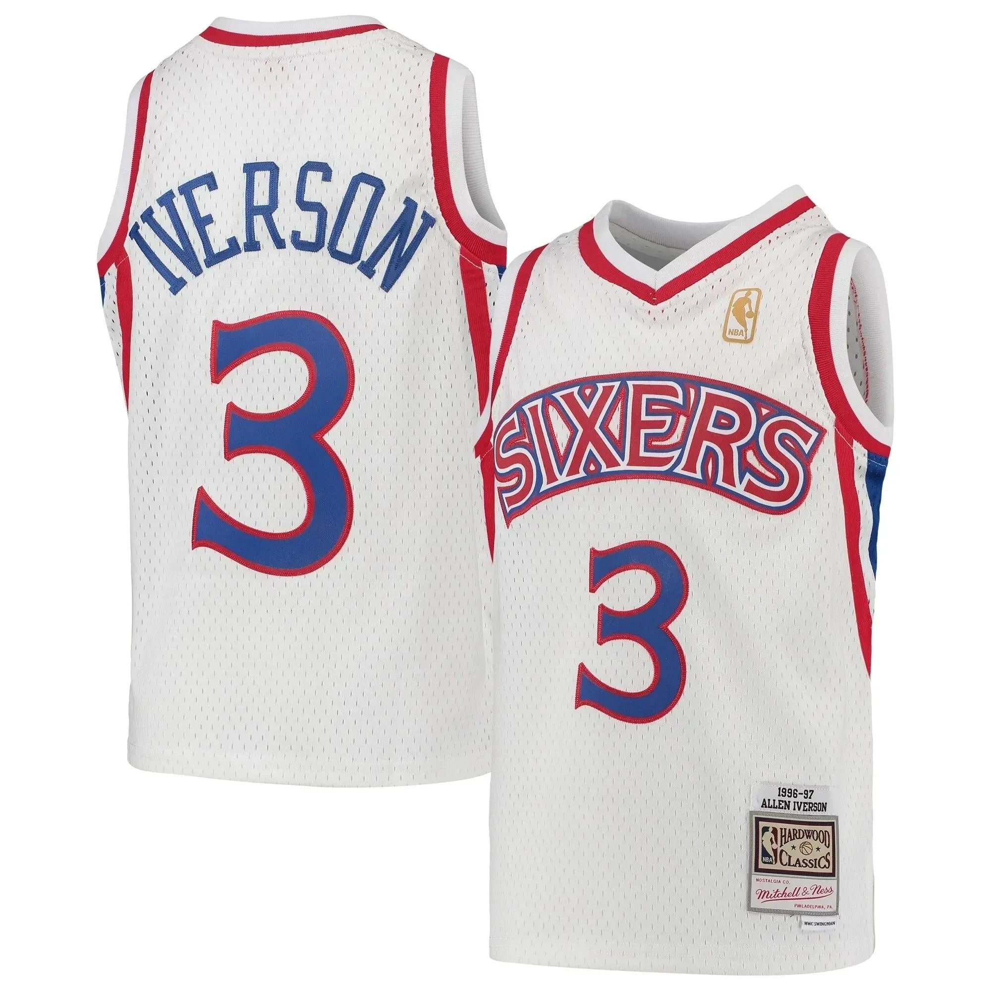 Allen Iverson Basketball Team Mitchell Ness Youth 1996-97 Hardwood Classics Swingman Throwback Jersey - White