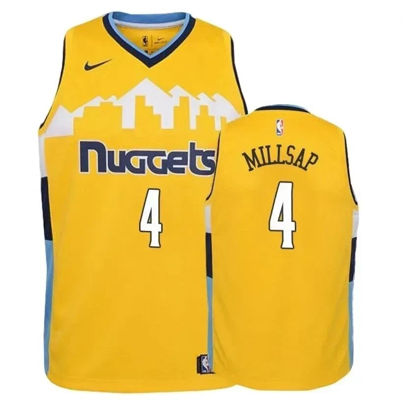 Youth Nuggets Paul Millsap 4 State Yellow Basketball Jersey - Unisex S-3XL