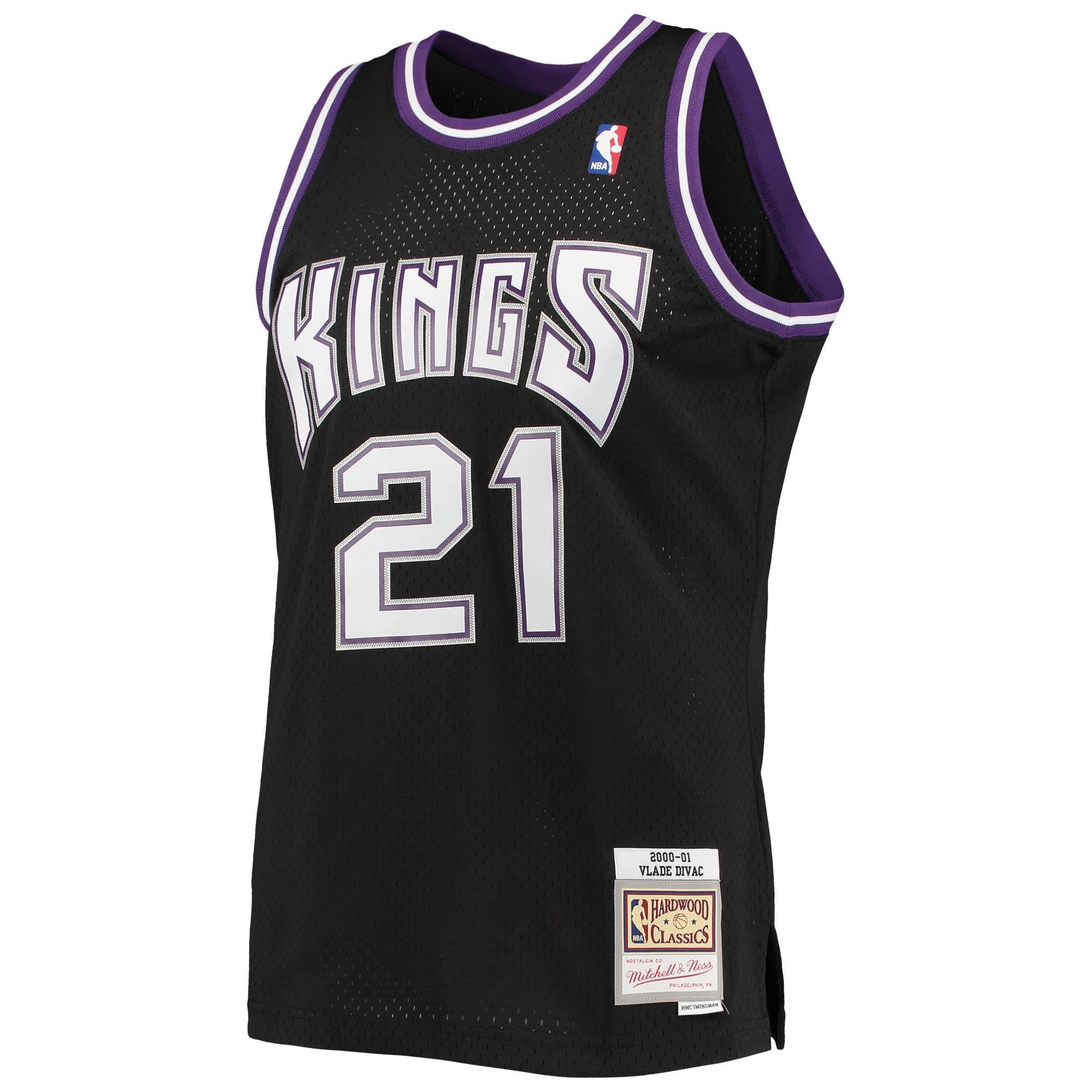 Men's Mitchell & Ness Vlade Divac Black Sacramento Kings 2000/01 Hardwood Classics Swingman Jersey