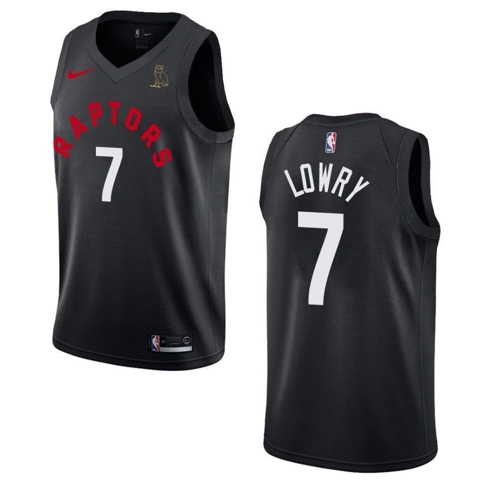 Men's Toronto Raptors Kyle Lowry 7 Drake OVO Black Jersey