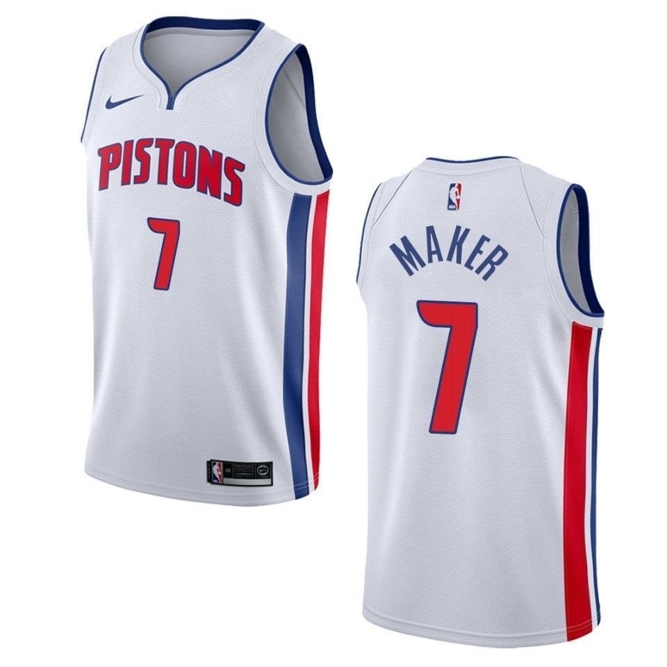Men's Detroit Pistons 7 Thon Maker Association Swingman Jersey White
