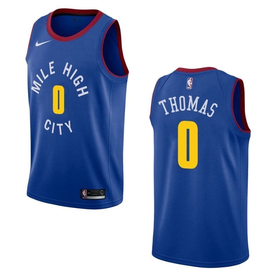 Men's Denver Nuggets Isaiah Thomas Statement Swingman Jersey Blue Multicolor