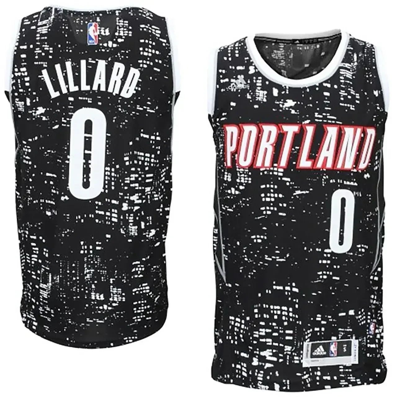 Men's Portland Trail Blazers Damian Lillard #0 Black City Lights Fashion Swingman Jersey