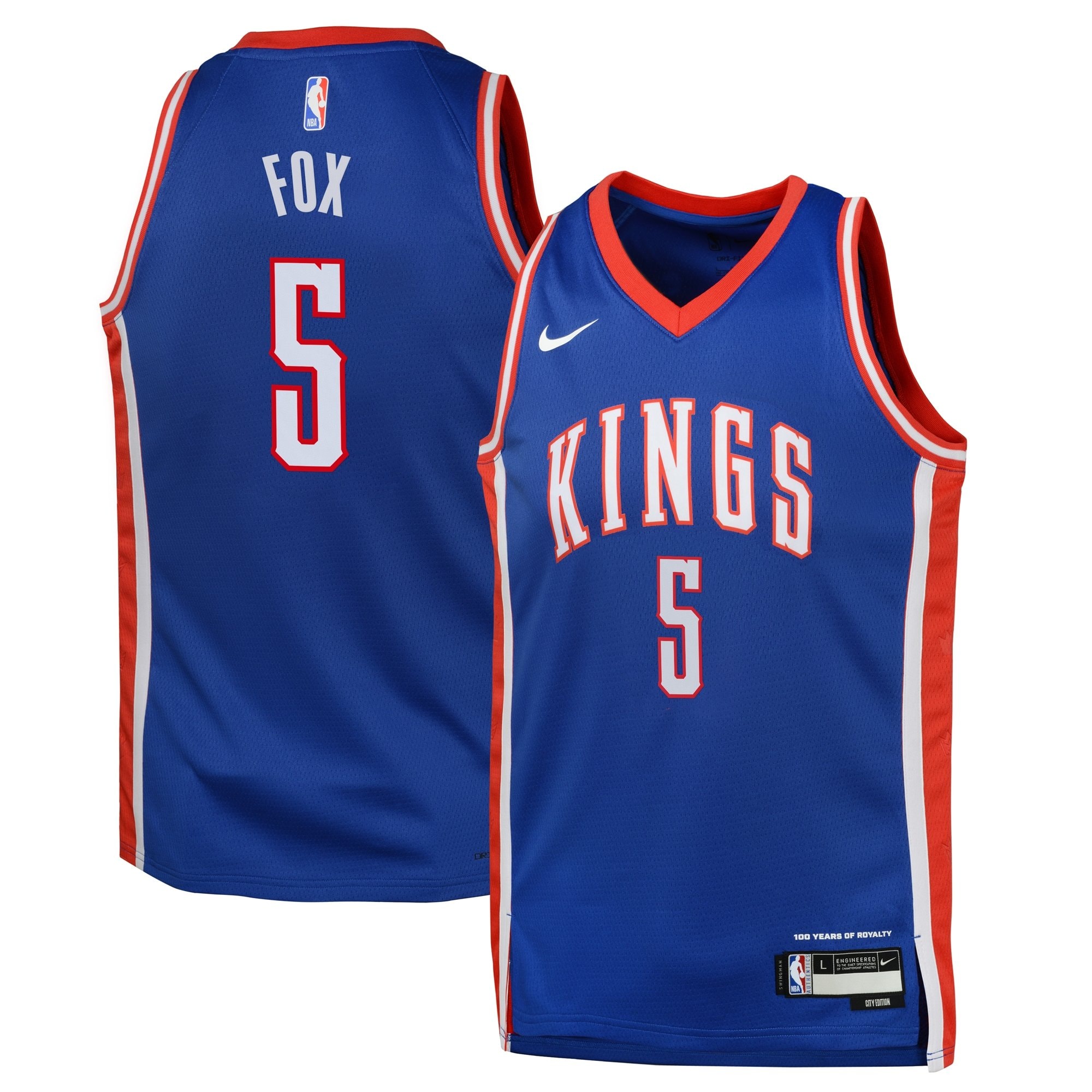 Sacramento Kings City Edition Swingman Jersey 2024 De'Aaron Fox Youth Blue S-XL