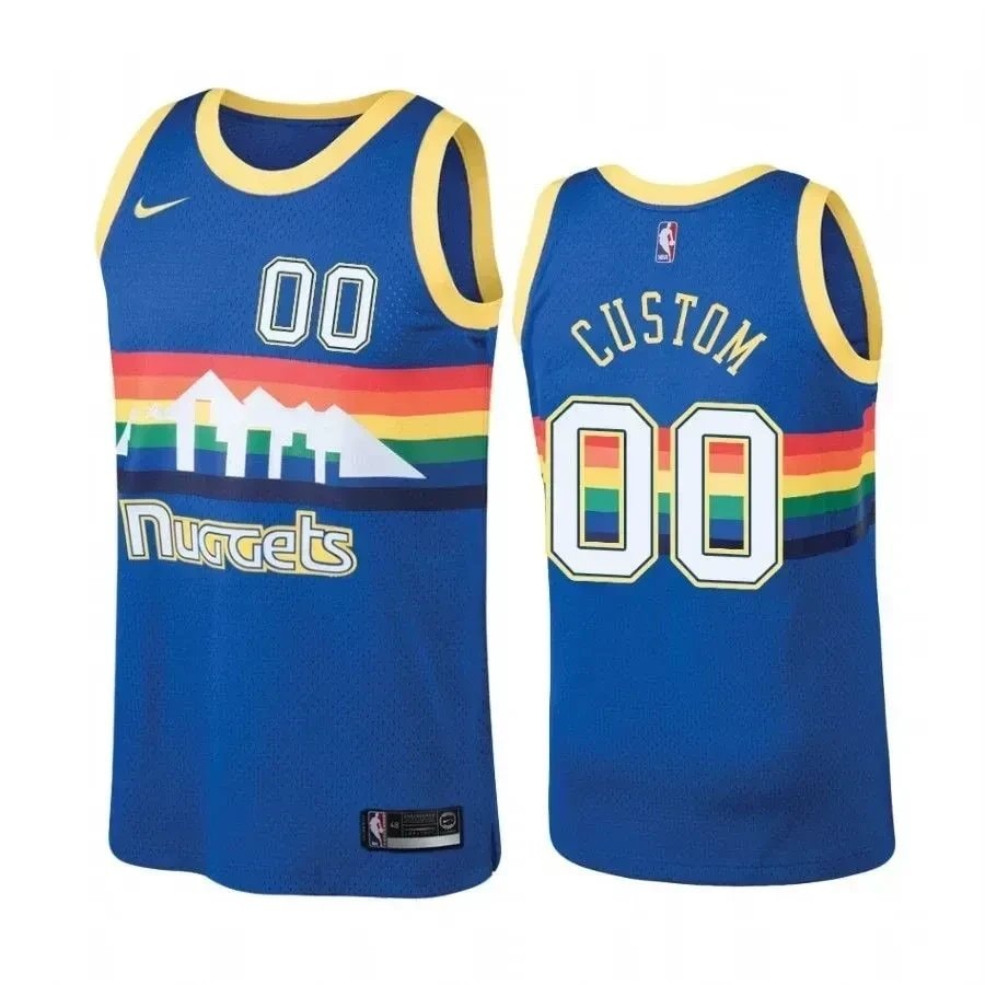 Men's Basketball Team 00 Custom Hardwood Classics Blue Jersey