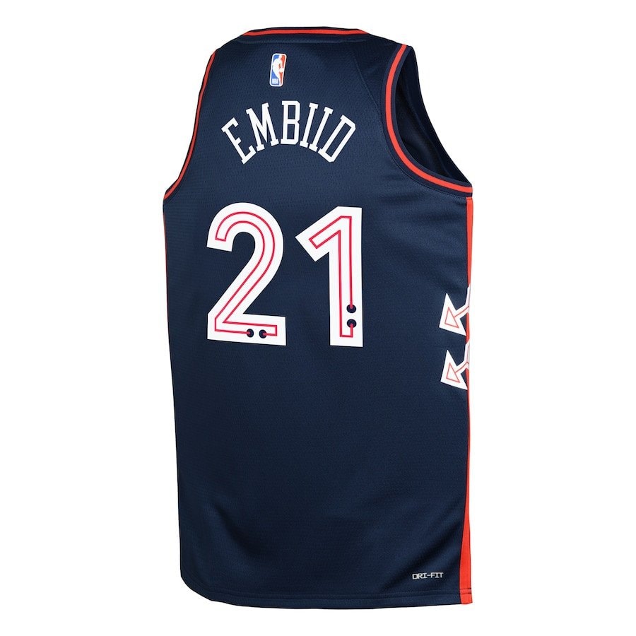 Joel Embiid 21 Philadelphia 76ers 2023/24 City Edition Swingman Youth Jersey Navy