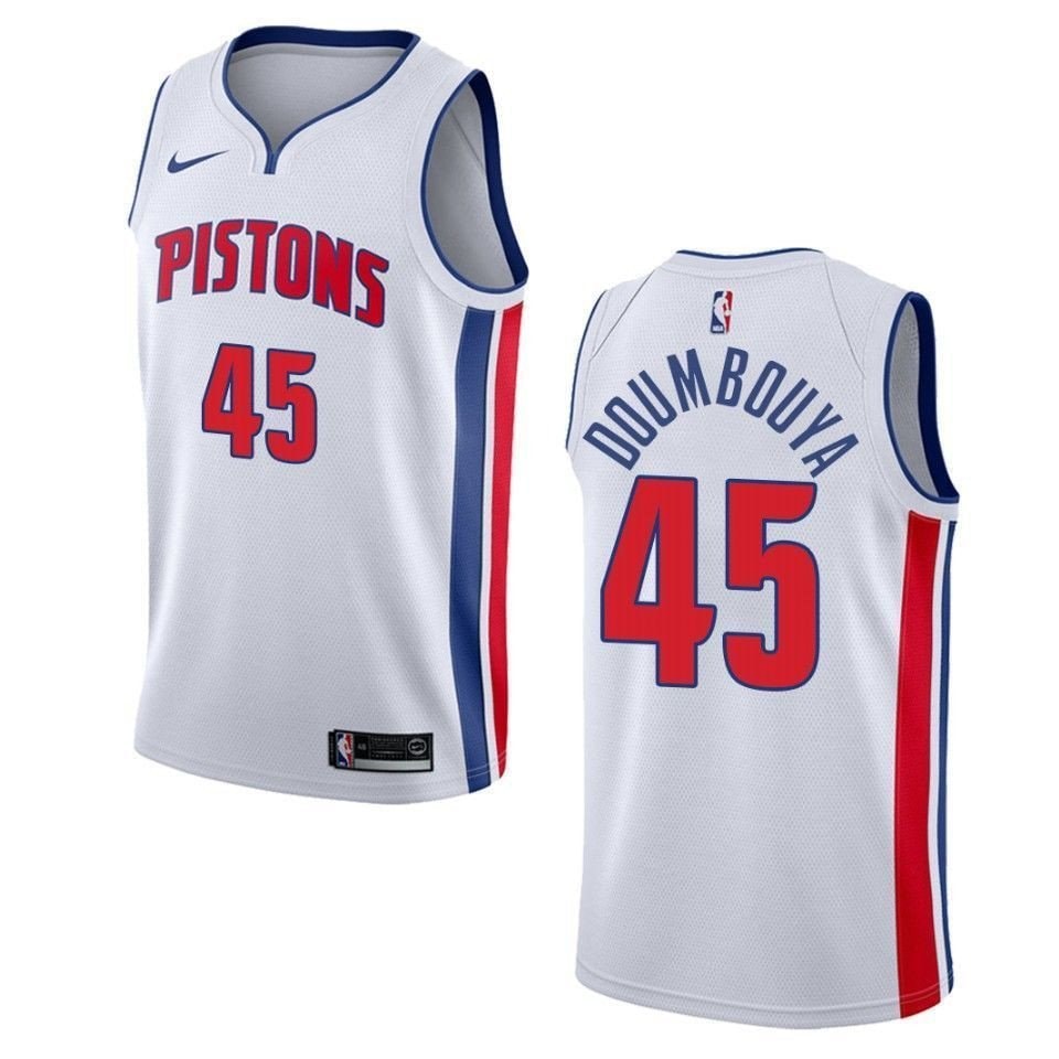 Men's Detroit Pistons 45 Sekou Doumbouya Association Swingman Jersey White
