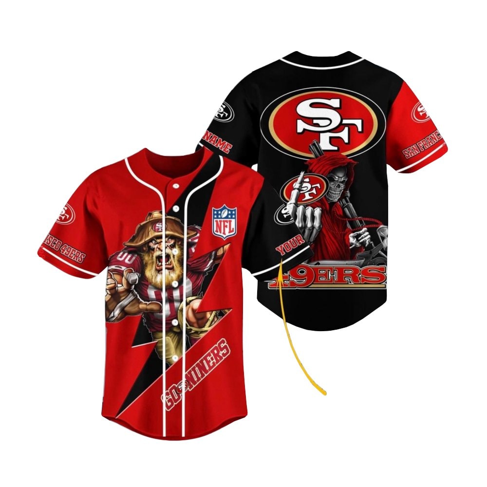 Football Team Mascot And Skull Custom Name Baseball Jersey