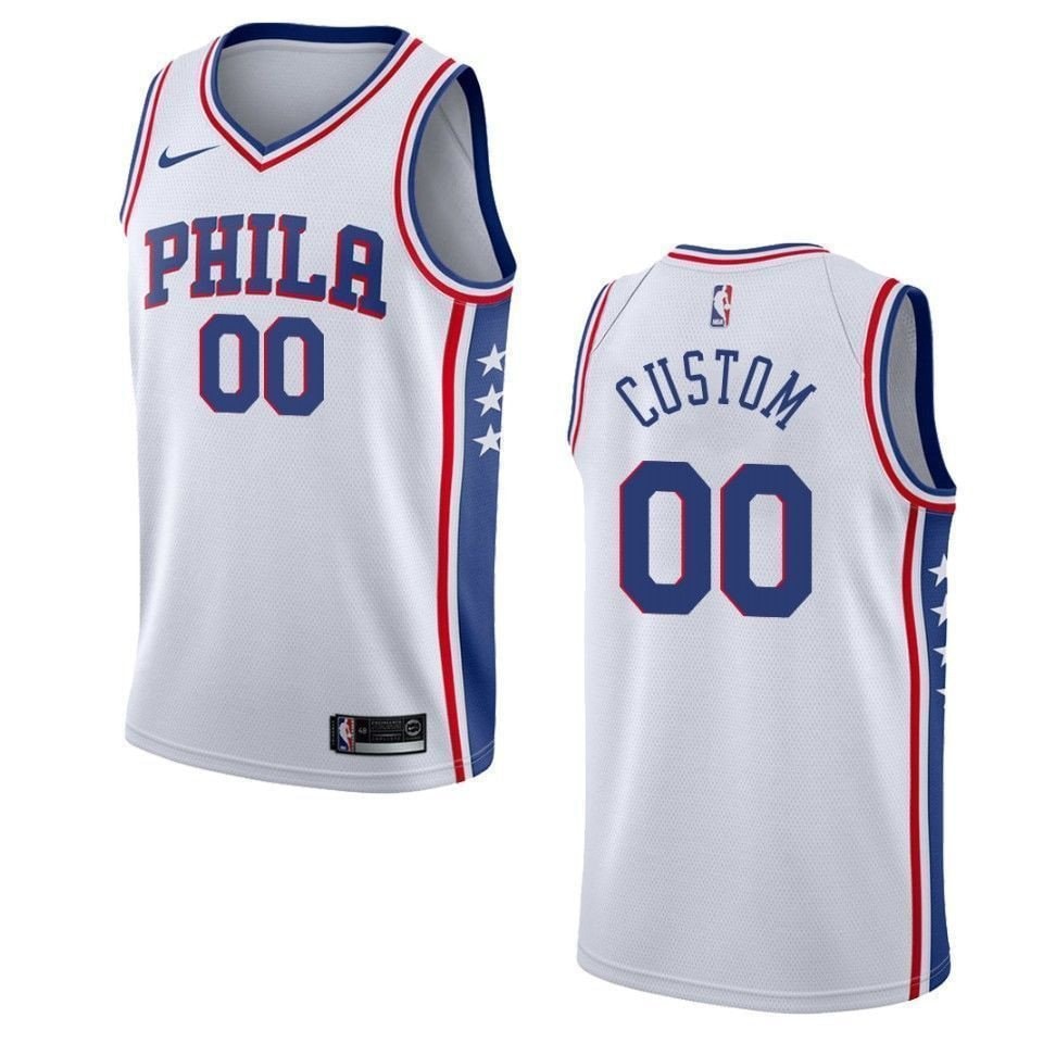 Men's Philadelphia 76ers 00 Custom Association Swingman Jersey White