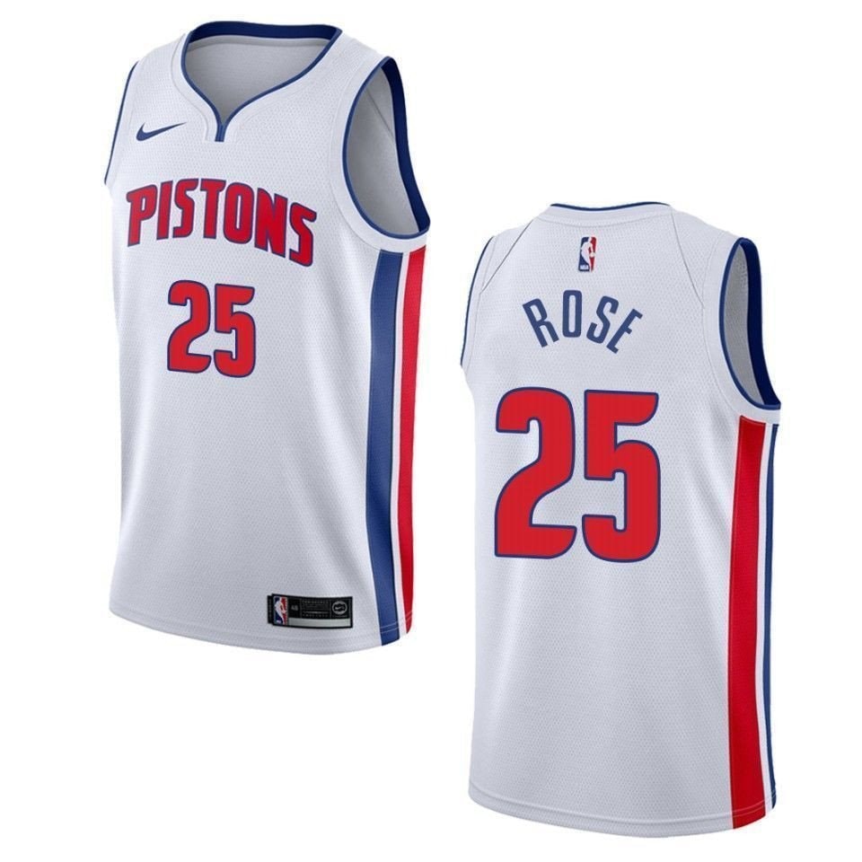Men's Detroit Pistons Derrick Rose #25 Association Swingman Jersey White