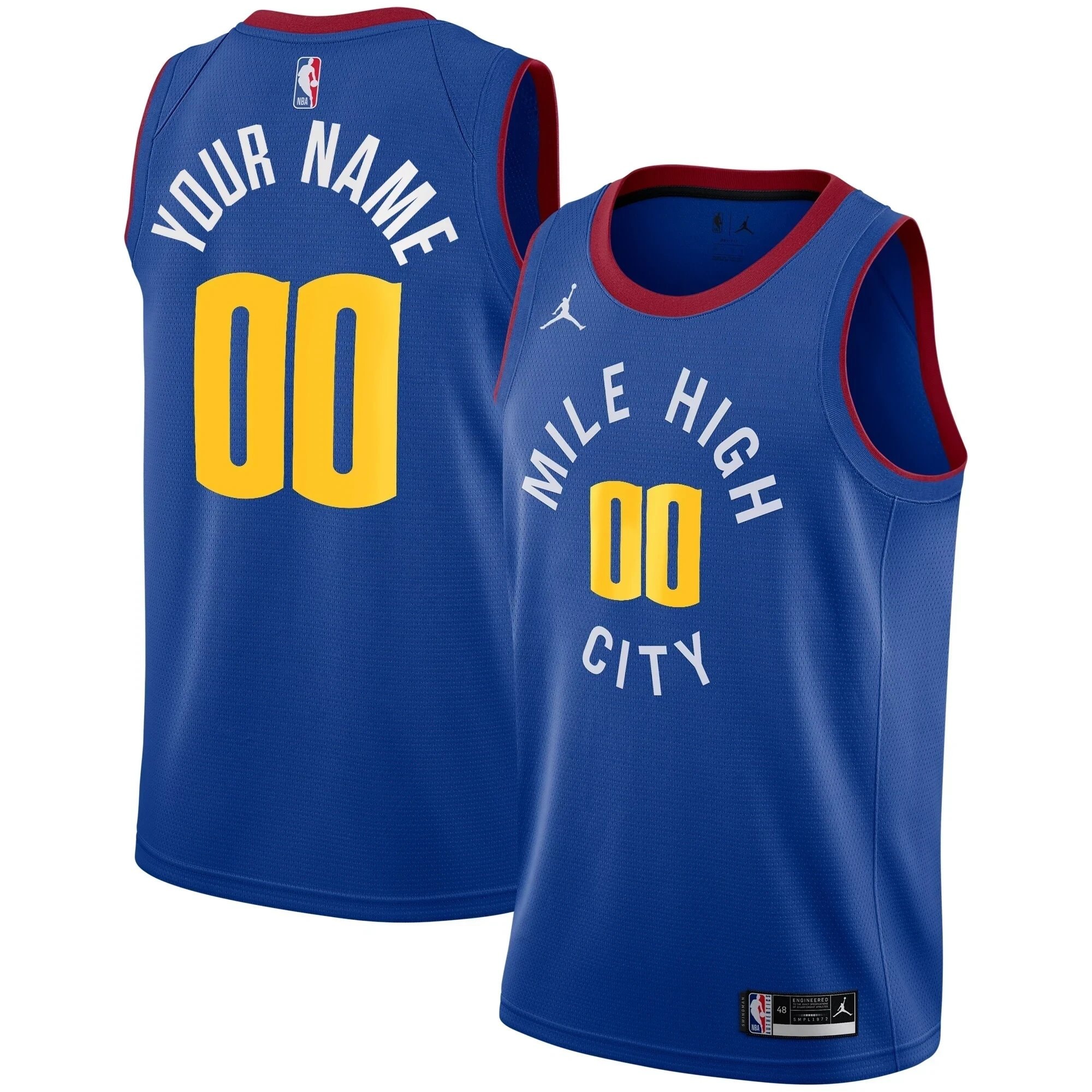 Denver Nuggets Swingman Custom Jersey Statement Edition Blue Unisex