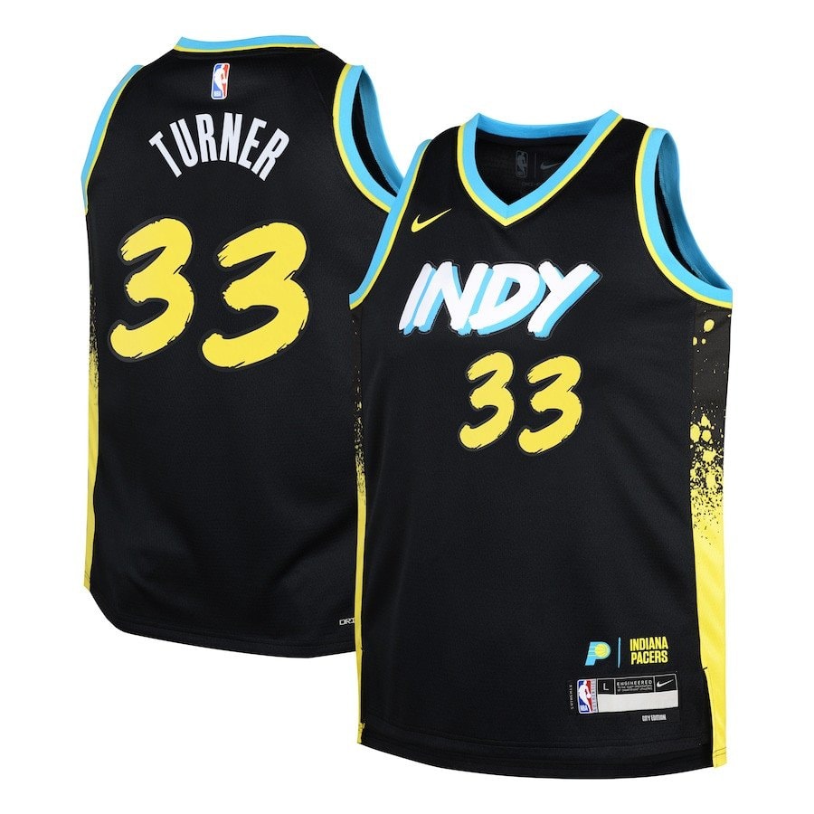Myles Turner 33 Indiana Pacers 2023/24 City Edition Swingman Youth Jersey Black