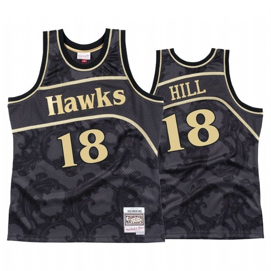 Men's Solomon Hill 18 Atlanta Hawks Black Toile Jersey - 100% Polyester, Sizes S-3XL