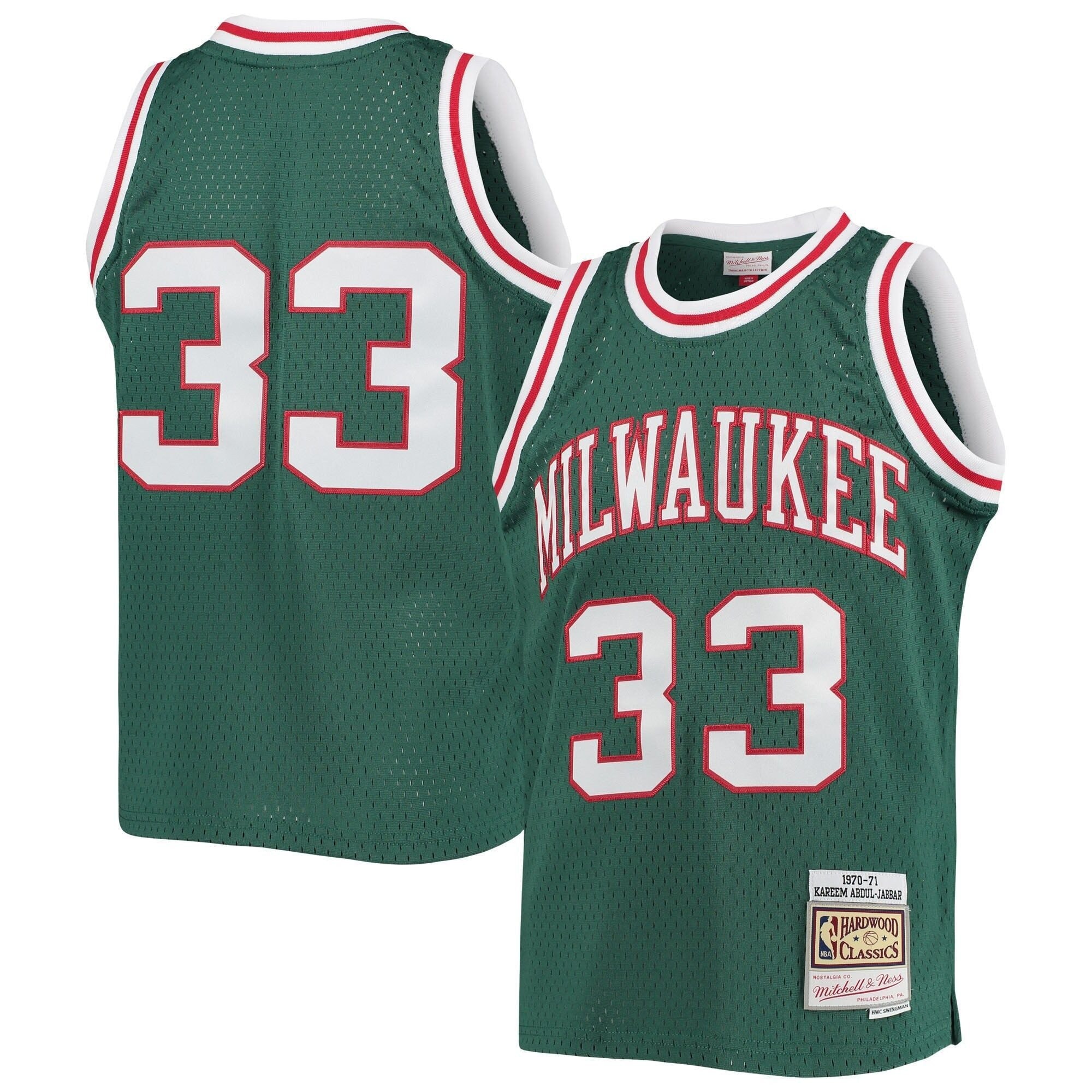 Kareem Abdul-jabbar Basketball Team Mitchell Ness Youth 1970-71 Hardwood Classics Swingman Jersey - Green
