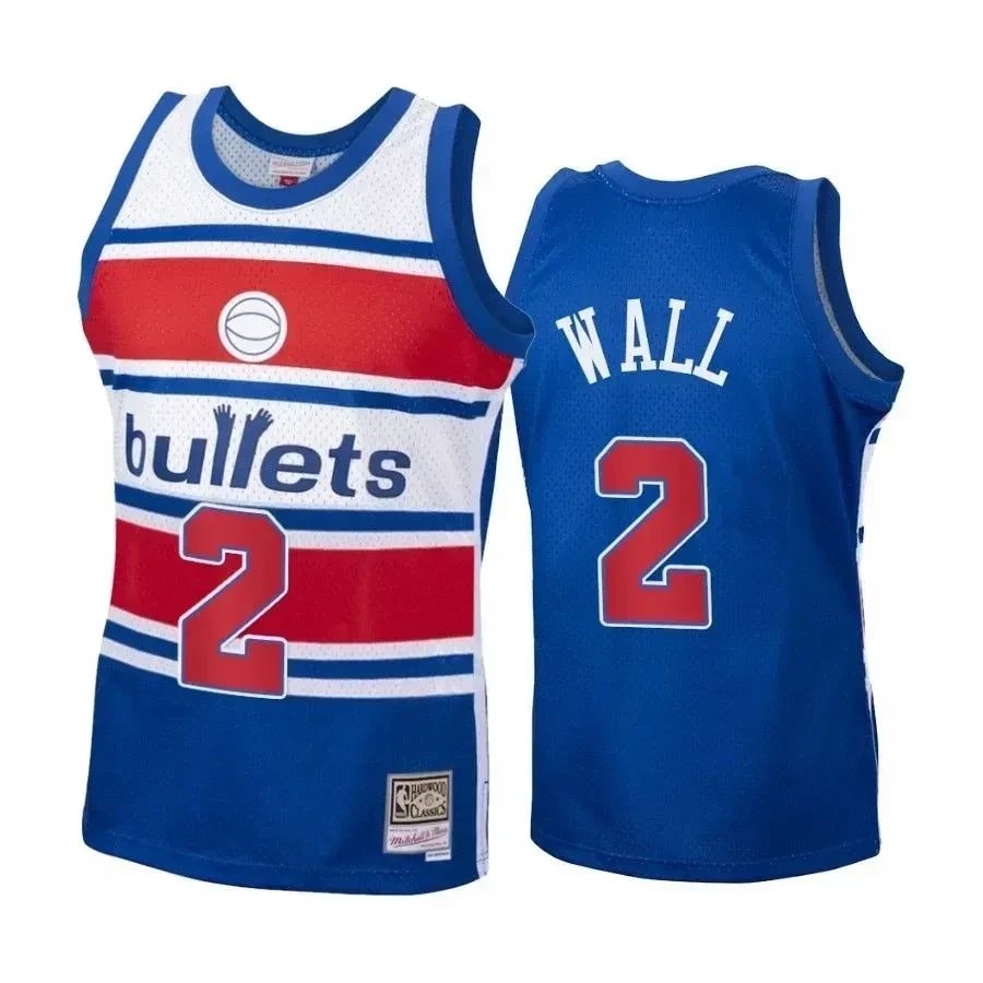 Men's John Wall 2 Washington Wizards Blue Hardwood Classics Jersey
