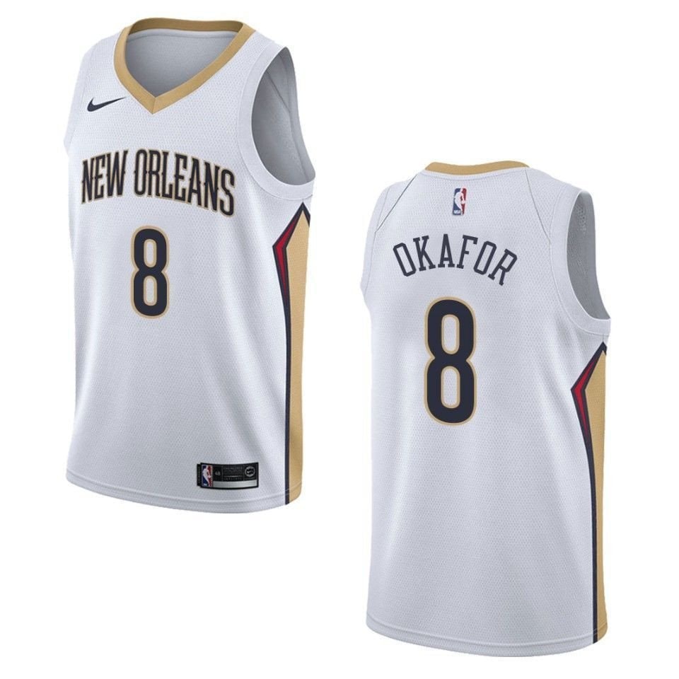Men's New Orleans Pelicans Jahlil Okafor #8 Association Swingman Jersey White