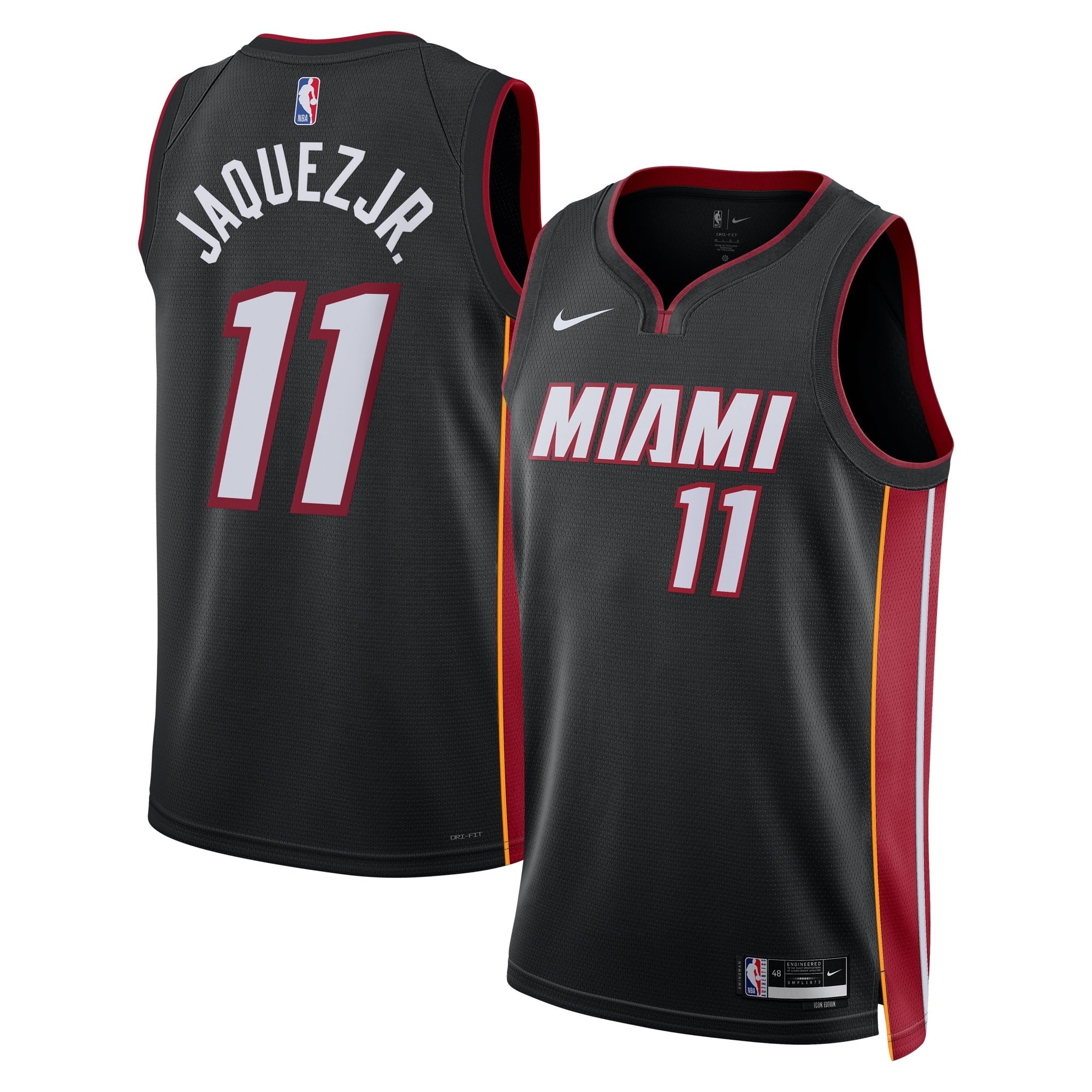 Miami Heat Icon Edition Swingman Jersey Black Jaime Jaquez Jr. Unisex