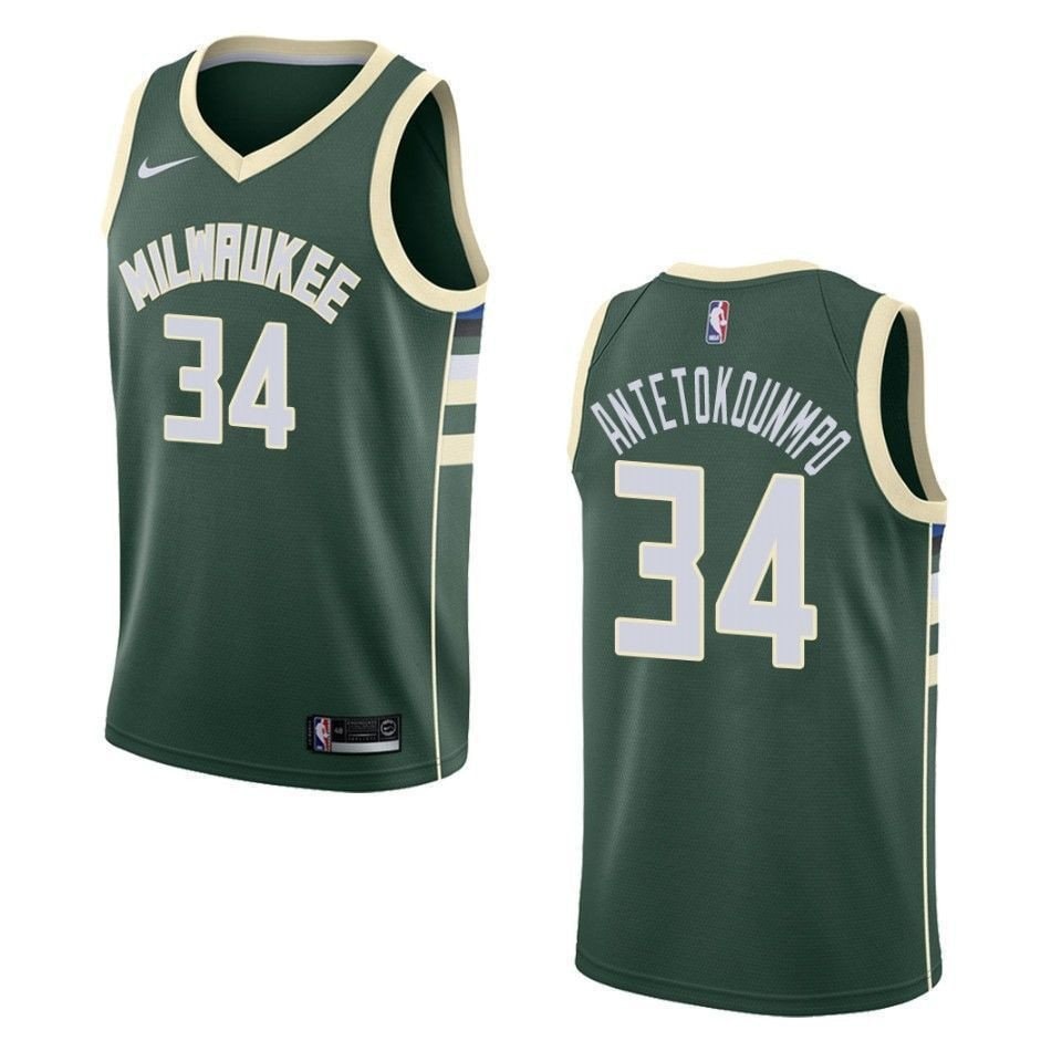Men's Basketball Team 34 Giannis Antetokounmpo Icon Swingman Jersey - Green