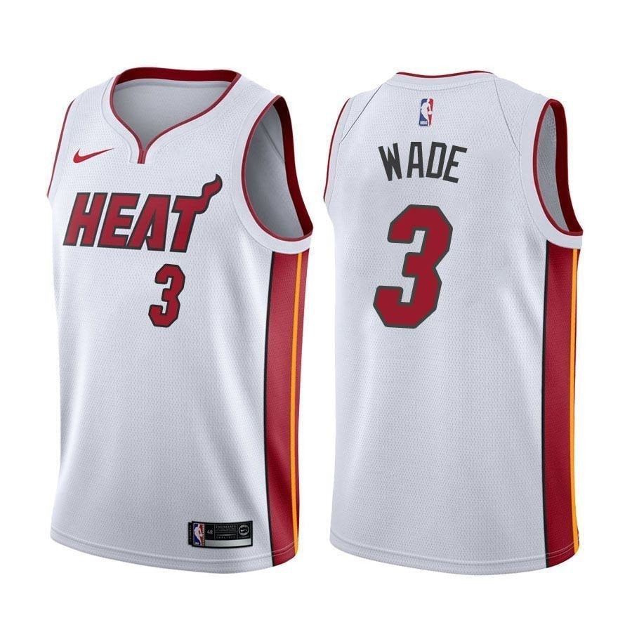 Men's Dwyane Wade 3 Association Edition White Basketball Jersey - Heat Inspired