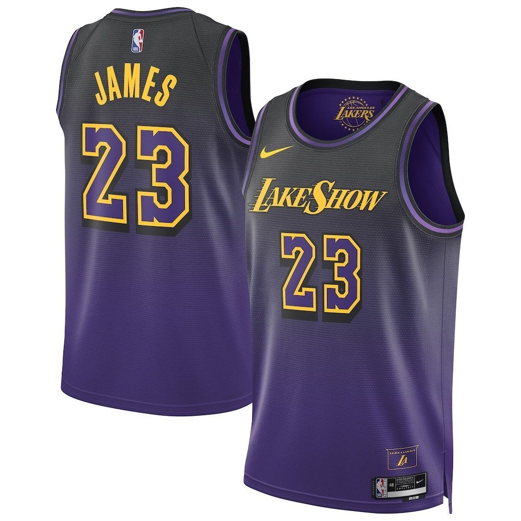 LeBron James 23 Los Angeles Lakers Unisex 2024/25 Swingman Player Jersey City Edition Purple