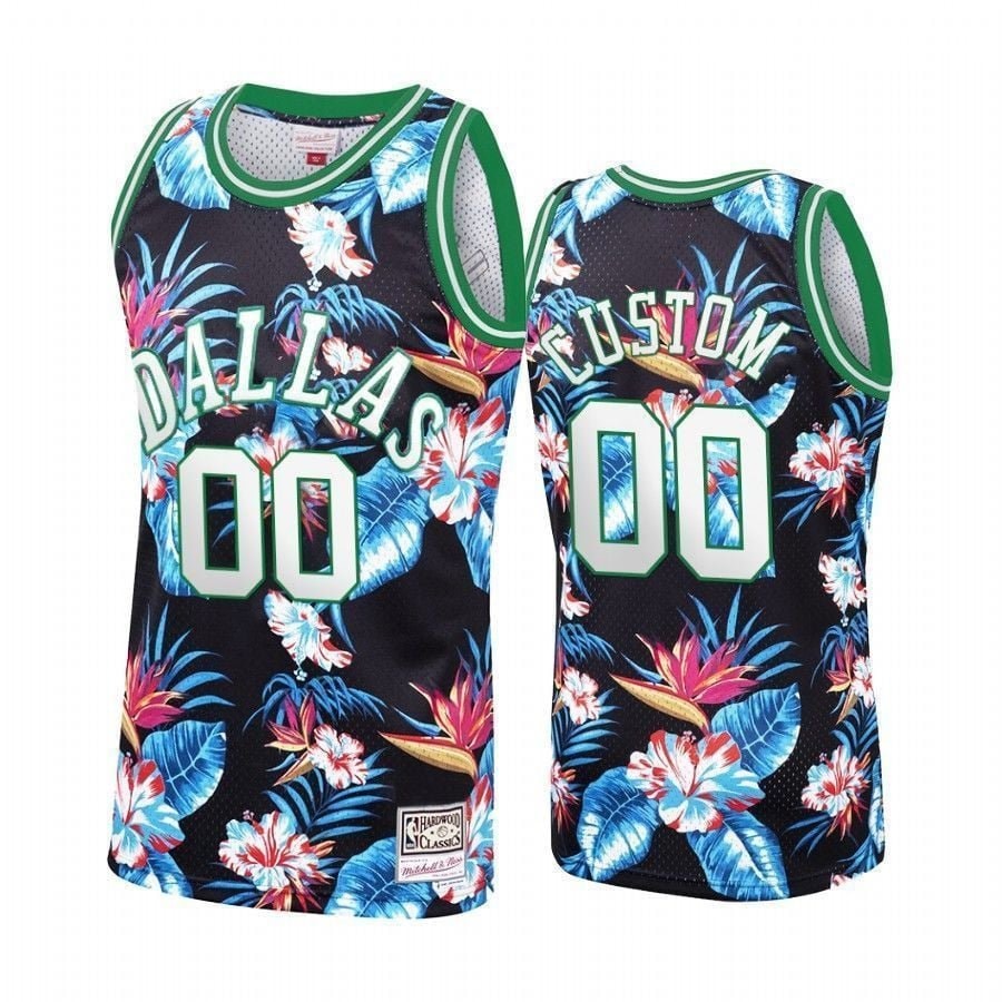 Men's Dallas Mavericks Custom 00 Floral Fashion Jersey Multicolor S-3XL