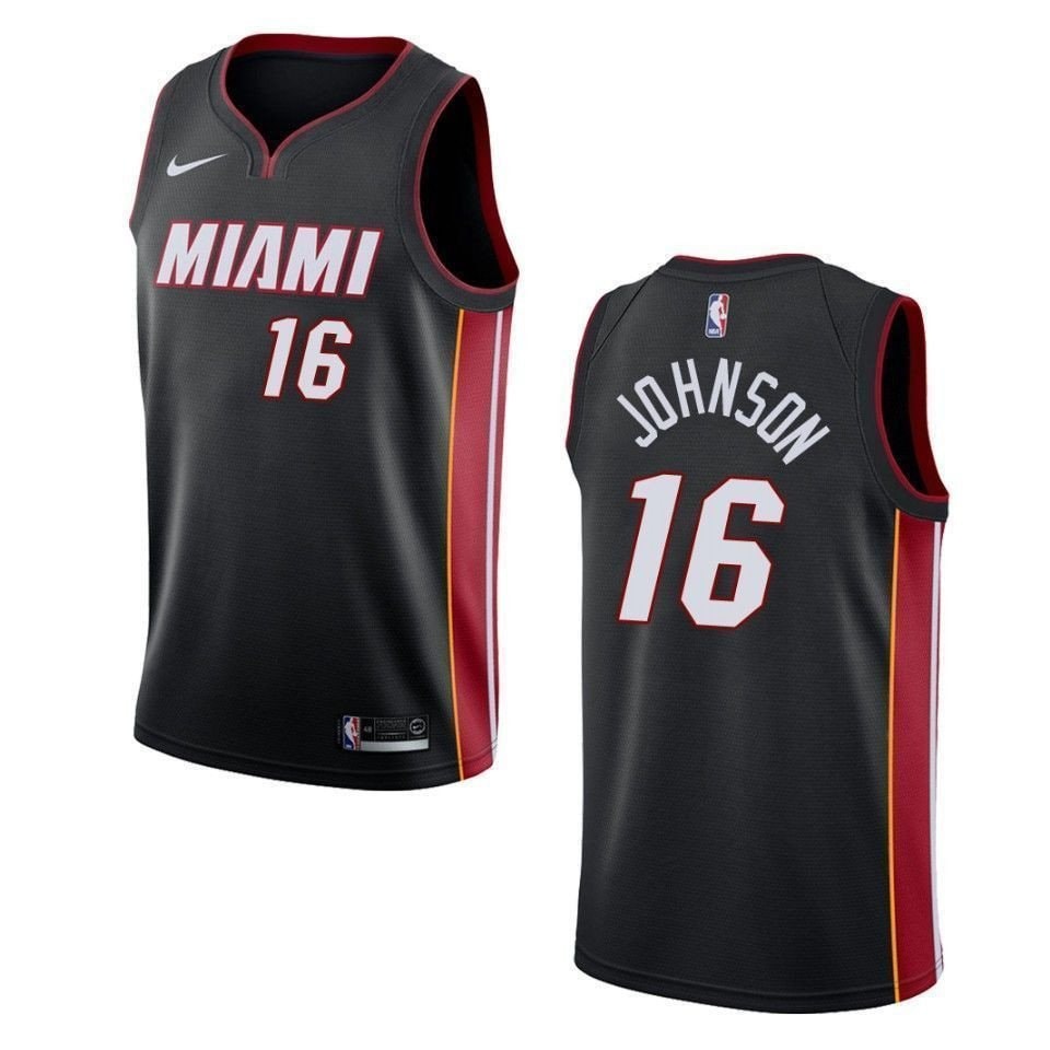 Men's Miami Heat 16 James Johnson Icon Swingman Jersey Black