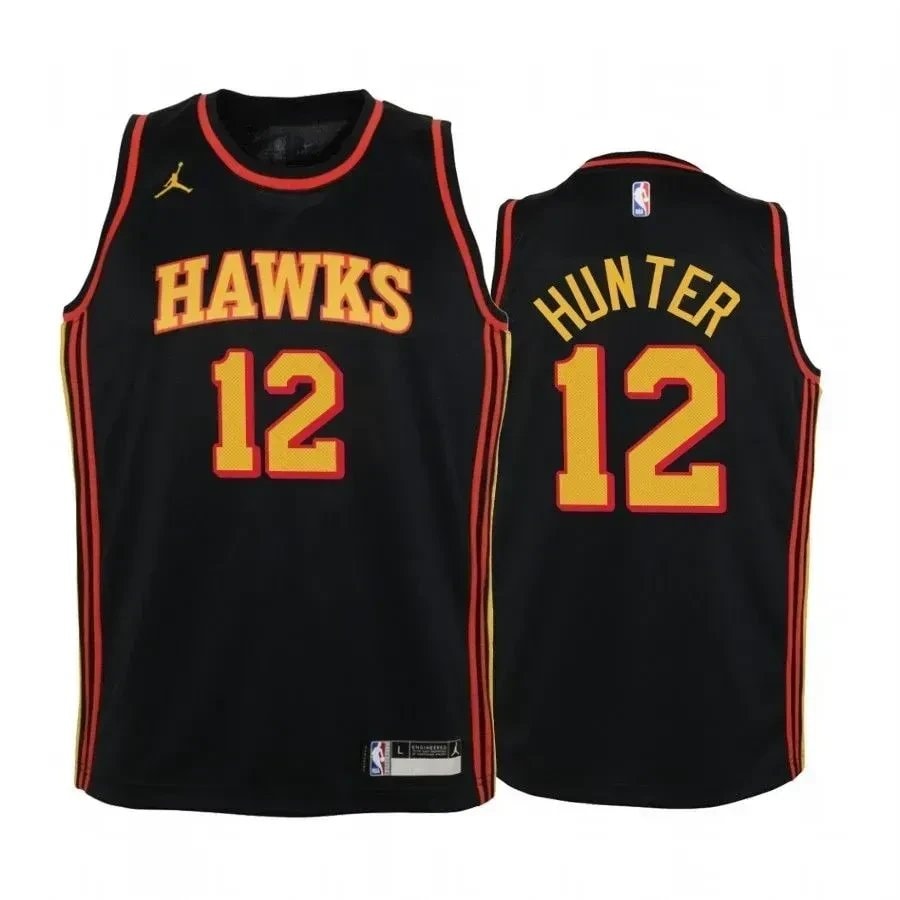 Youth De'Andre Hunter Atlanta Hawks Black Statement Jersey Jumpman - Unisex