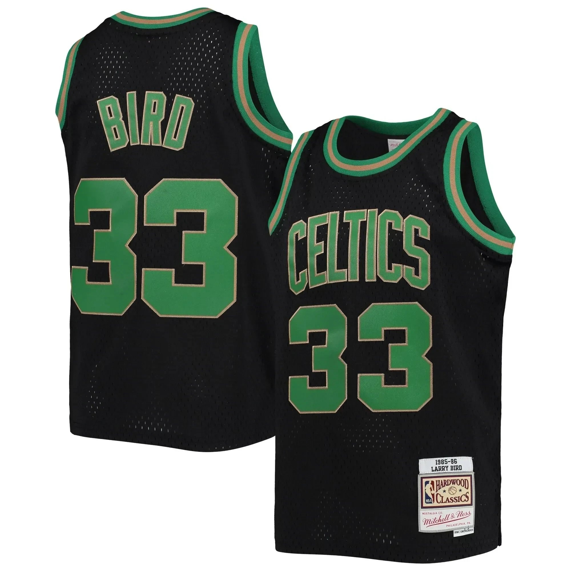 Larry Bird Boston Celtics Mitchell & Ness Youth 1985-86 Hardwood Classics Reload Jersey Black