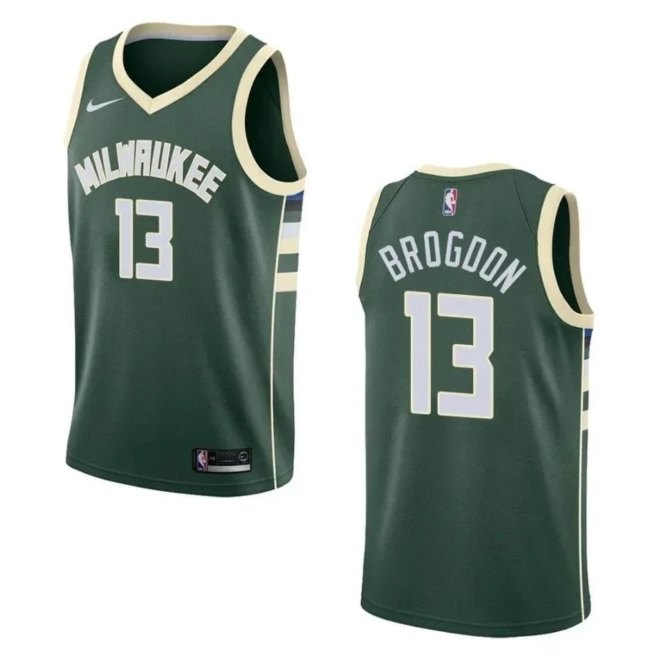 Men's Milwaukee Bucks Malcolm Brogdon Icon Swingman Jersey Green Size S-3XL