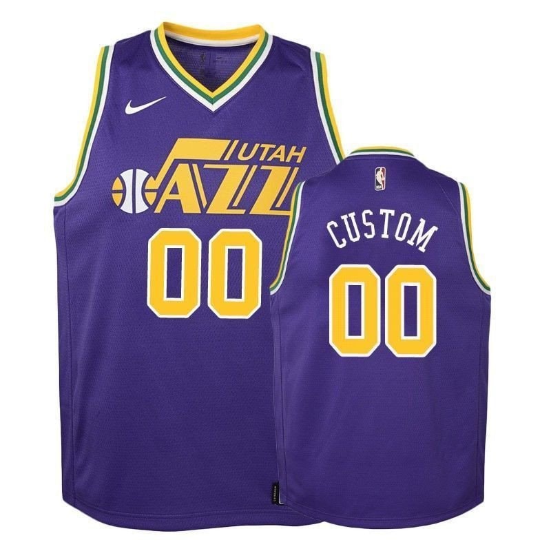 Youth Jazz Custom 00 2018-19 Hardwood Classics Purple Jersey - Unisex Basketball Jersey S-3XL